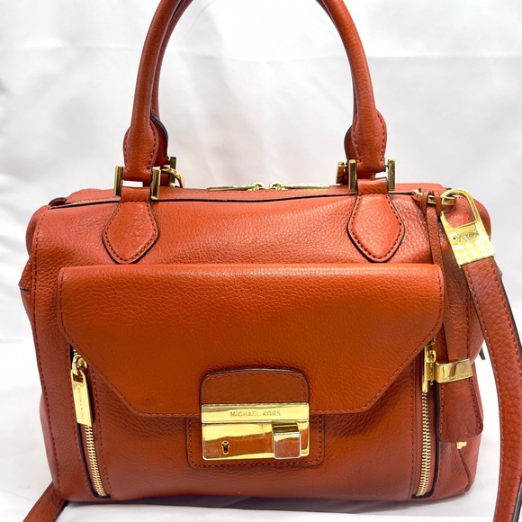 RARE MICHAEL KORS Haley Leather Convertible Crossbody/Shoulder Satchel Bag - Picture 1 of 16